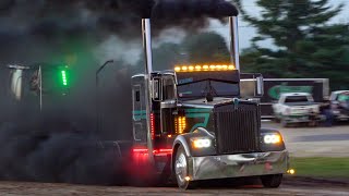 Semi Pulling 2024 Over The Top Diesel Showdown B Class Semis Onaway Speedway [upl. by Nosirrah]