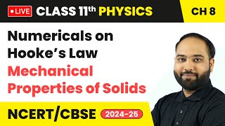 Numericals on Hooke’s Law  Mechanical Properties of Solids  Class 11 Physics Chapter 8  live [upl. by Wylde]