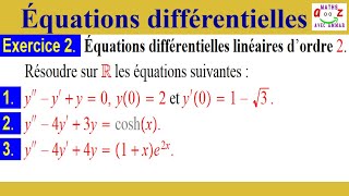 Exercice corrigé Equations différentielles linéaires dordre 2 [upl. by Kral52]