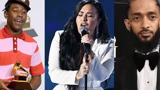 GRAMMYs 2020 Emotions Run High With Nipsey Hussle Tribute Demi Lovato Performance And More  MEAWW [upl. by Atinal124]