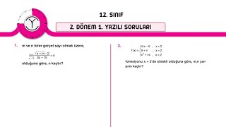 12SINIF 2DÖNEM 1YAZILI ORİJİNAL YAYINLARI MATEMATİK SORU ÇÖZÜMLERİ PDF [upl. by Deegan835]