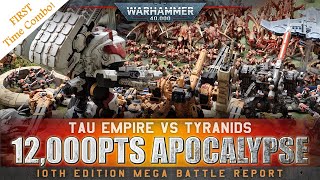 Tau Empire vs Tyranids APOCALYPSE Warhammer 40K 10th Edition Battle Report 12000pts [upl. by Borek]