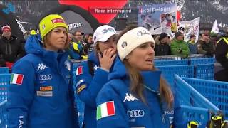 Alpine Skiing  2019  Womens Downhill  Sosio big crash in Garmisch [upl. by Balough884]