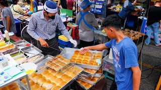 Hardworking Father and Son  05 charcoal toasted bread  thai street food [upl. by German87]