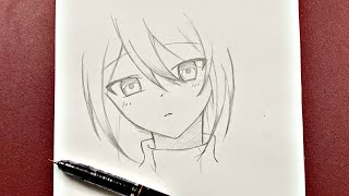 Easy anime drawing  how to draw cute anime girl easy [upl. by Nautna404]