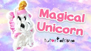 Magical Fluffy Unicorn Horse Animal Charm Rainbow Loom Tutorial  How To [upl. by Dnalrah]