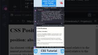 CSS Tutorial  Lesson 12 part 4 CSS Position  position absolute css html javascript [upl. by Rebeh]