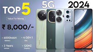 TOP 5 BEST PHONE UNDER 8000 in 2024  best processor phone under 8000 [upl. by Jen]