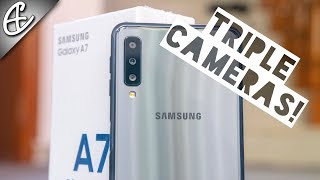 Galaxy A7 2018 Triple Cameras  Side Fingerprint  Infinity Display  Unboxing amp Hands On Review [upl. by Blader]