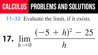 17 Evaluate the limit if it exists limh→0⁡5h225h [upl. by Amity]