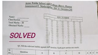 APS Mathematics class 9th Assessment Paper 2024 apsfbise [upl. by Gamali57]