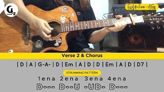 ပြည့်စုံပါစေ  ဘိုဖြူ  Guitar Tutorial by Cover Z guitar tutorial chords [upl. by Aluin]