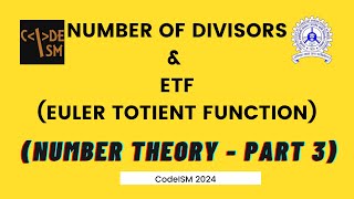 Number of divisors and ETF CodeISM 2024 Number Theory  4 Class 10 [upl. by Siramaj]