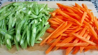 Simple tips How to Julienne Carrot and Green Beans for Beginners [upl. by Nomannic]