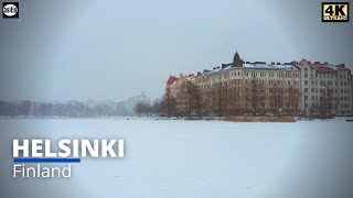 Winter Snowfall Walk from Helsinki City Center to Kallio  29 December 2021 [upl. by Marijane19]