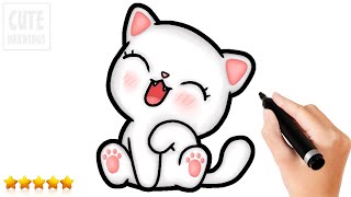 How to Draw a Cute Baby Kitten  Happy Drawings 😹 [upl. by Noiramaj]