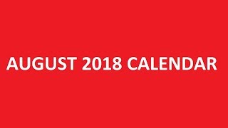 August 2018 Calendar Printable PDF Blank Holidays [upl. by Loree]