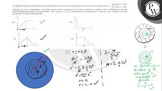 A spherically symmetric gravitational system of particles has a mass density \ \rho\left\\beg [upl. by Korey]