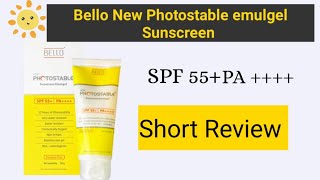 Bello New Photostable Emulgel Sunscreenshort Review 🔅SPF55🔅PA⭐⭐⭐⭐ Bellophotostablesunscreen [upl. by Enelyad590]