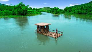 How To Build Bamboo Boat House On The River To Avoid Heavy Rain With Swimming Pool [upl. by Strage]