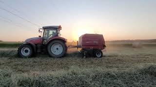 Steyr Profi 6140 und Case Vestrum 100 beim schwaden und Rundballen pressen mit Case RB 344 Presse [upl. by Gnak210]