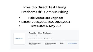 Freshers Off Campus Hiring  Presidio Direct Test Hiring  Batch 20202021202220232024 [upl. by Boris]