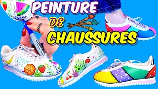 2 FAÇONS  COMMENT PEINDRE  CONCEVOIR DES CHAUSSURES  CUSTOMISER VOS VIEILLES BASKETS [upl. by Noisla]