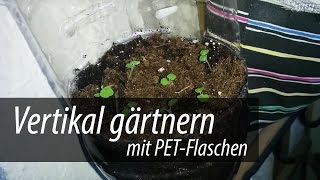 Vertikal Gärtnern mit PETFlaschen  Plastikflaschen  DIY [upl. by Ahsenat]