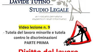 Diritto del lavoro  Video Lezione n 9 Tutela del lavoro minorile e contro le discriminazioni 1 [upl. by Aekin307]