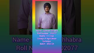 Sarthak Chhabra  College of Agriculture Sumerpur Pali aujodhpur agriculture college maths [upl. by Serge]