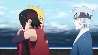 Sarada hugs Boruto  Mitsuki angry Boruto Dub [upl. by Akinert894]