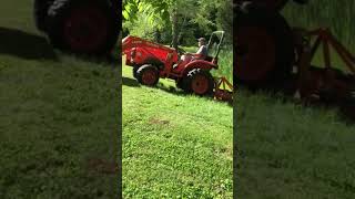 Mowing Steep Hill with my Kubota Finish Mower tractor mower tractorattachments [upl. by Bovill188]