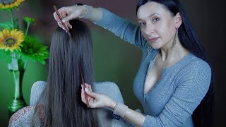 ASMR Relaxing Hair Play Brushing Real Person [upl. by Janith]