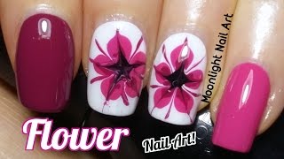 Drag Dry Marble Flower Nail Art Tutorial [upl. by Neitsabes516]