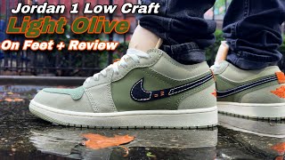 Jordan 1 Low Craft quotLIGHT OLIVEquot On Feet  Review [upl. by Ylrebmic]