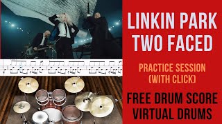 Linkin Park  Two Faced Drum Slow Practice Virtual Drums FREE SCORE [upl. by Annabella153]