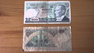 500 Türk Lirasi papermoney banknote of Turkey from the year 1970 [upl. by Horbal]