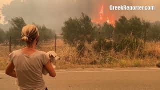 Greece Fires Raw Dramatic Scenes from Evia Island [upl. by Uird308]