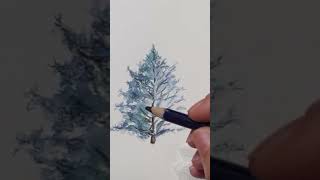 Peindre un arbre aux crayons aquarelle facilementeasy watercolor pencil treewatercolorartshort [upl. by Elleuqar19]