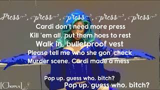 Cardi B  Press  Lyrics [upl. by Jochebed]