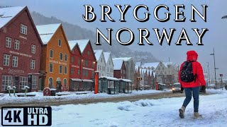 Snowing in Bryggen Bergen Norway  Snow Observation [upl. by Base]