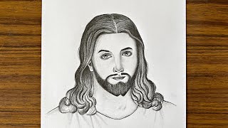 How to draw Jesus Christ  Jesus drawing  Easy drawings step by step  Pencil drawing pictures [upl. by Annaeel]