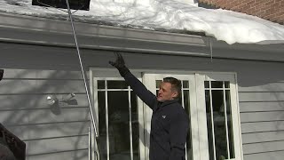 Preventing ice dams Experts show you how to clear snow from roof before thaw  ABC7 Chicago [upl. by Nicolea]