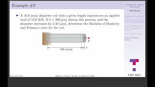 Lecture 17 Poissons Ratio and Example 3 [upl. by Oirevlis]