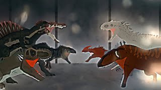 team spinosaurus vs team indominus rex  dinosaur battle  stick nodes pro animation [upl. by Obadias]