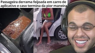 PASSAGEIRA DERRAMA FEIJOADA NO CARRO DO UBER AGRIDE O MOTORISTA E CHAMA A POLÍCIA [upl. by Jaala]