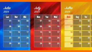 Free Printable and Digital Calendars for 2024 JulyJulhoJulio [upl. by Laina]