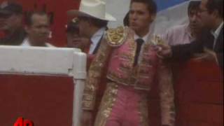 Raw Video Bullfighter Arrested for Fleeing Bull [upl. by Romelle]