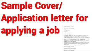 SAMPLE COVER LETTER  SAMPLE APPLICATION LETTER FOR JOBS I MOST EFFECTIVE COVERING LETTER SAMPLE [upl. by Krute]