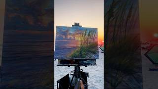 Whispering Sea Oats Acrylic Beach Painting Live at the Shore art liveart beachsunset [upl. by Arraeit]